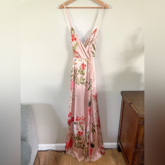 Lulu’s | NWT “Still the One” Floral Maxi Satin Strappy Dress - Picture 4 of 12
